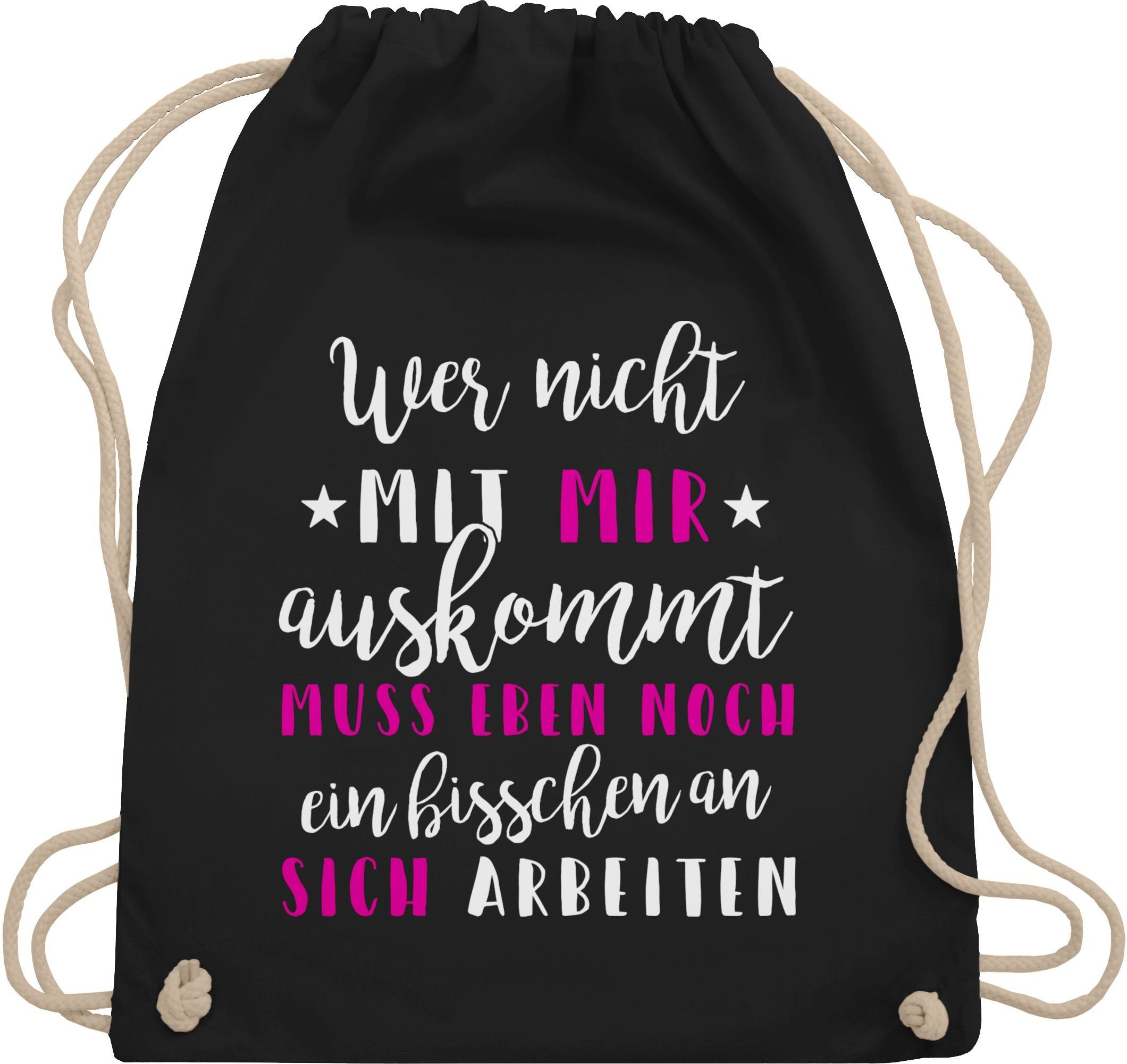 Shirtracer Turnbeutel Wer mit mir nicht auskommt, Sprüche Statement mit Spruch