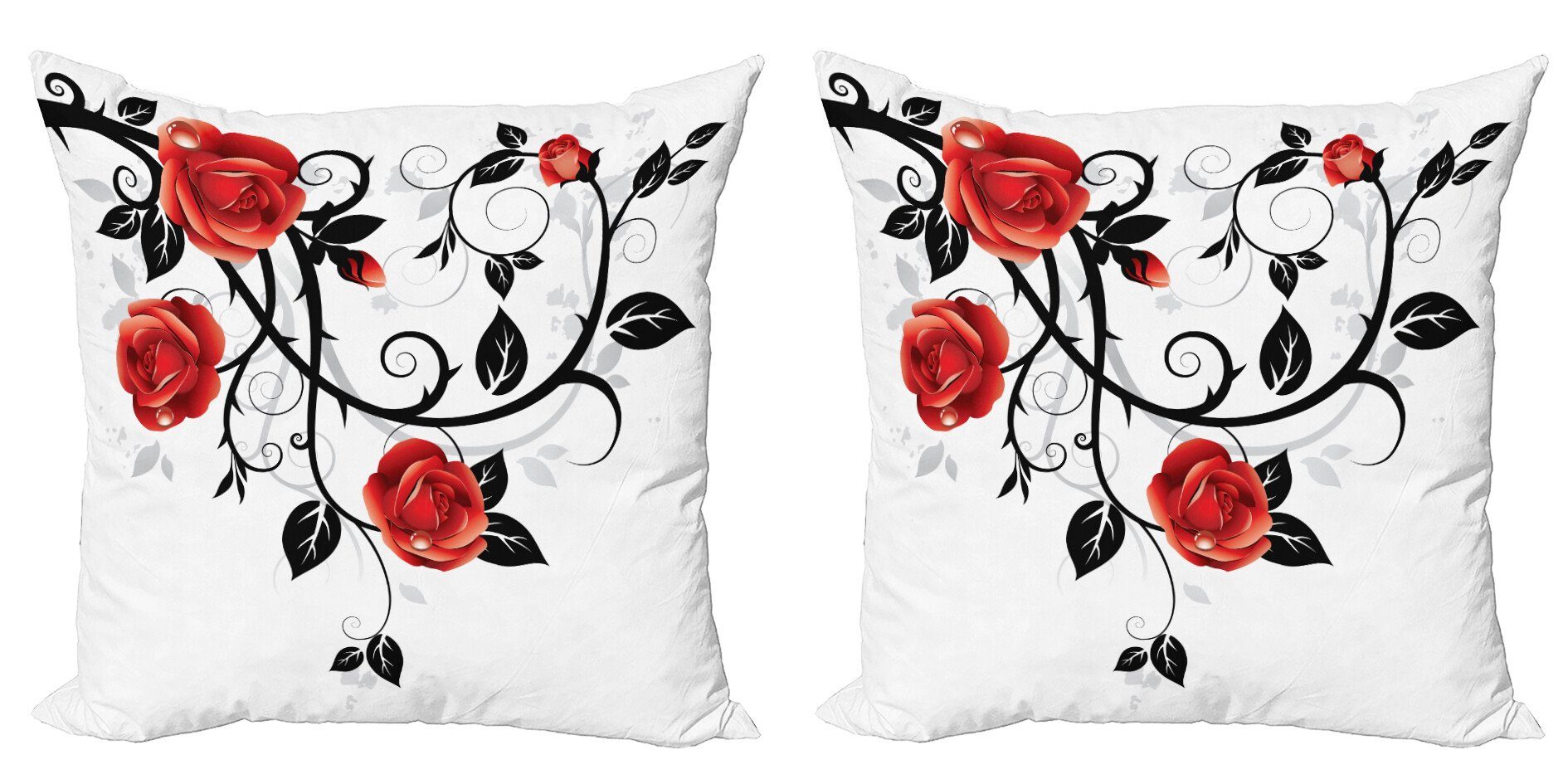 Doppelseitiger Garten gotisch Accent Abakuhaus Wirbelnde Kissenbezüge Roses Modern Digitaldruck, Stück), (2