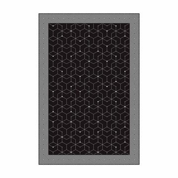 Teppich Vinyl Wohnzimmer Schlafzimmer Flur Küche Fliesen Muster, Bilderdepot24, rechteckig - schwarz weiß glatt, nass wischbar (Küche, Tierhaare) - Saugroboter & Bodenheizung geeignet