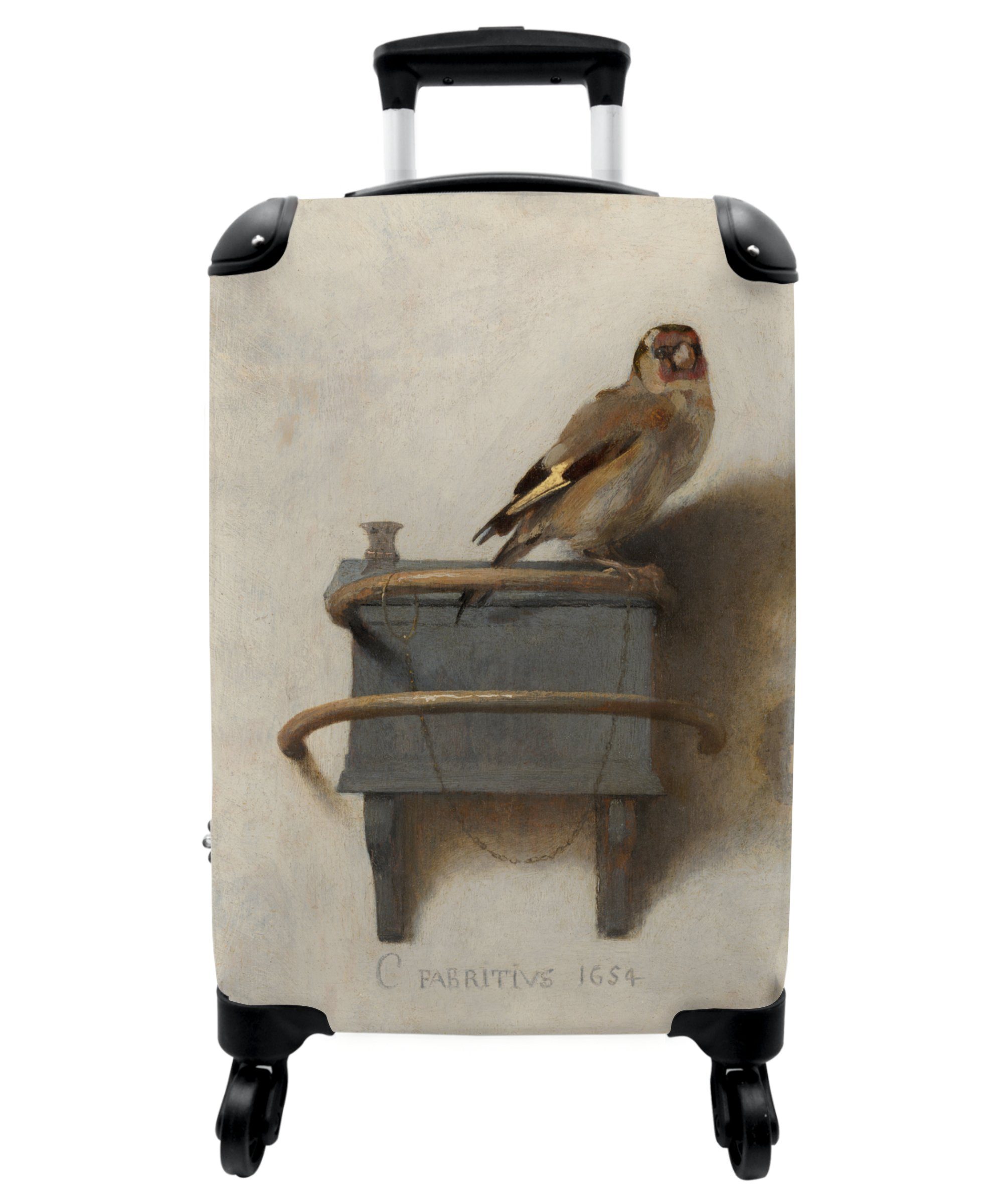 NoBoringSuitcases.com© Handgepäckkoffer 55x35x20cm Stieglitz - Vogel - Malerei - Kunst - Alte Meister, 4 Rollen, Handgepäck Trolley Rollkoffer Kleine Reisekoffer mit 4 Rollen - Cabin