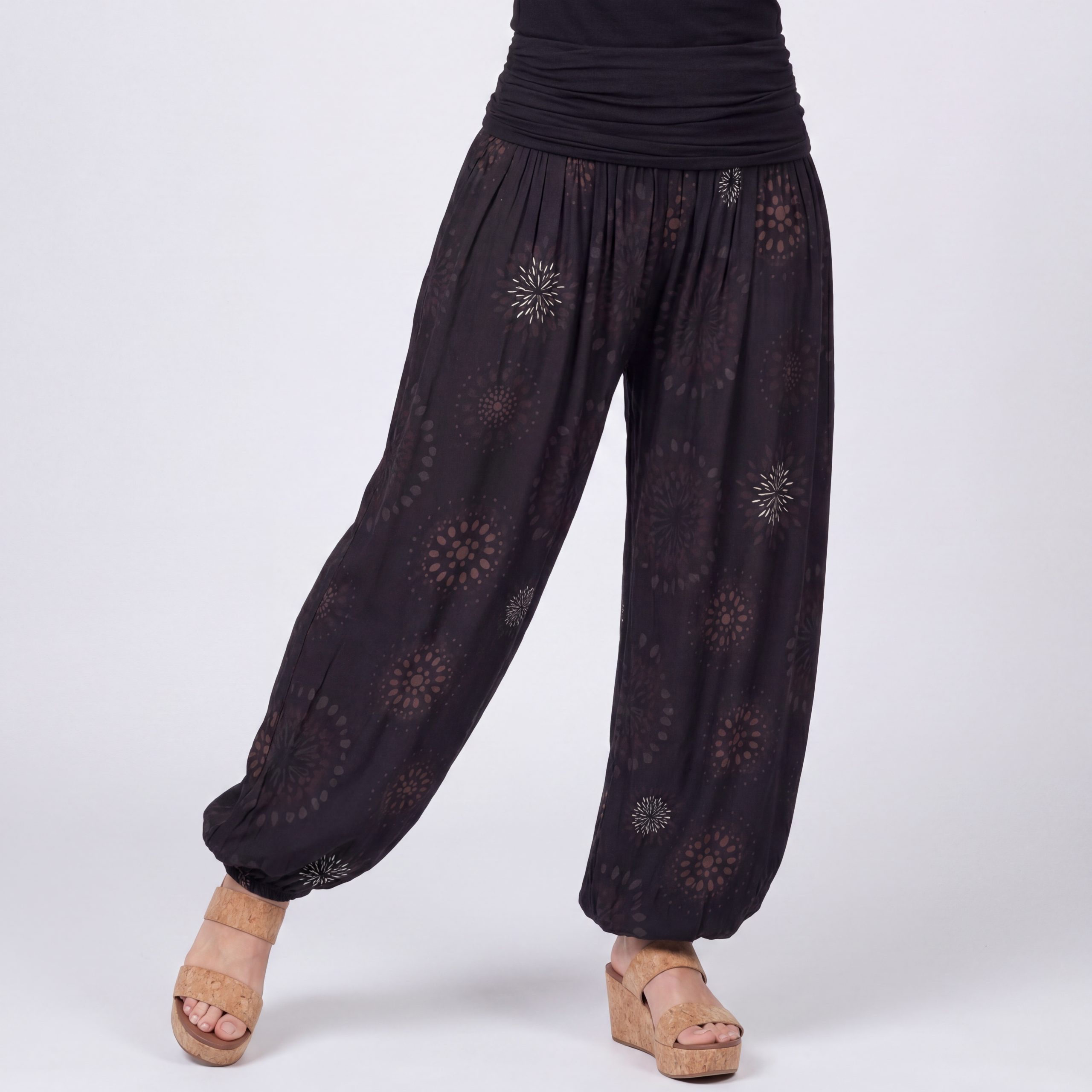 OriginalYou Haremshose Pluderhose für Damen leichte Haremshose sommerliche Yogahose Middle Waist, mit elastischem Bund, weites Bein