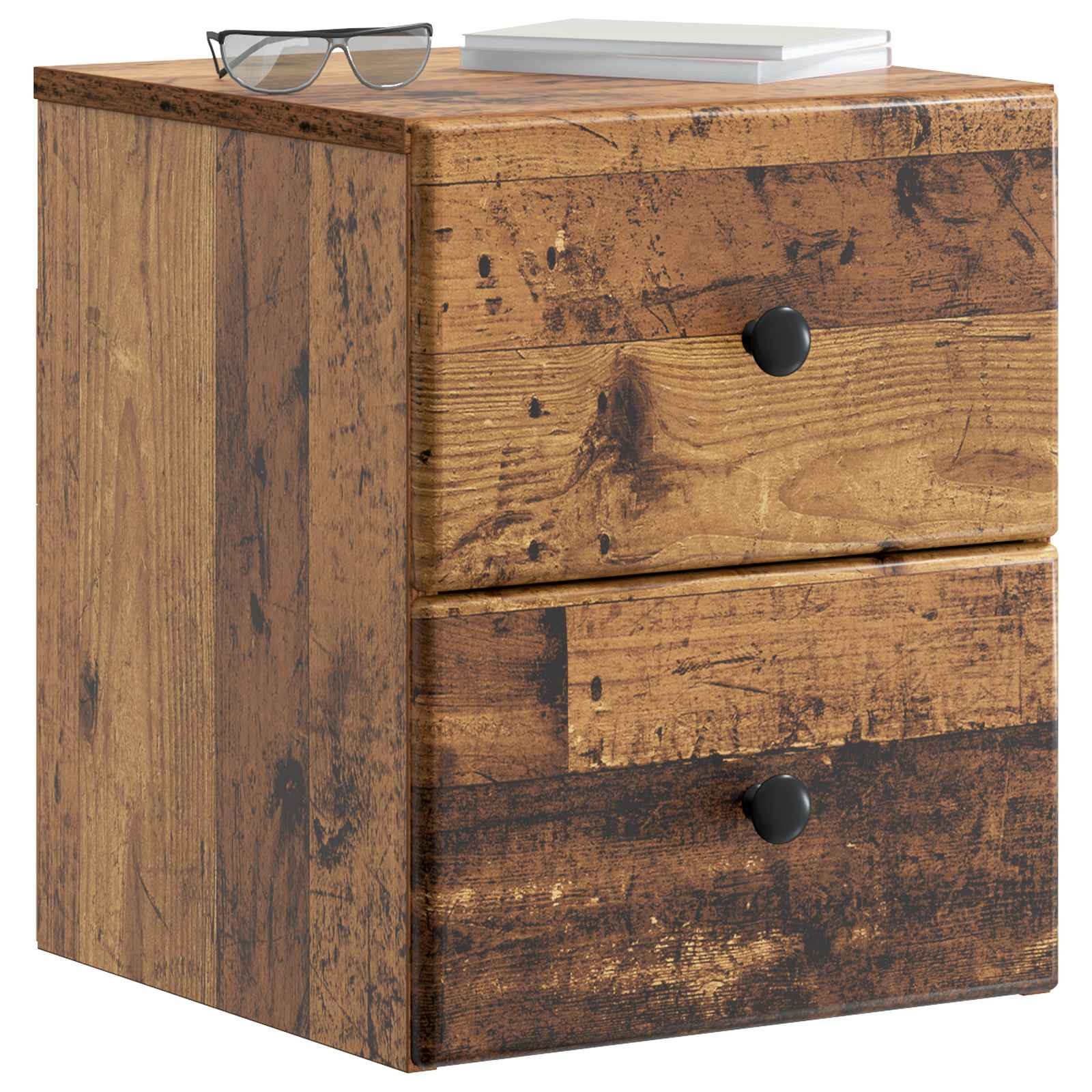 vidaXL Nachttisch Wandmontierter Nachttisch Altholz 34,5 x 33 x 40 cm (1-St)