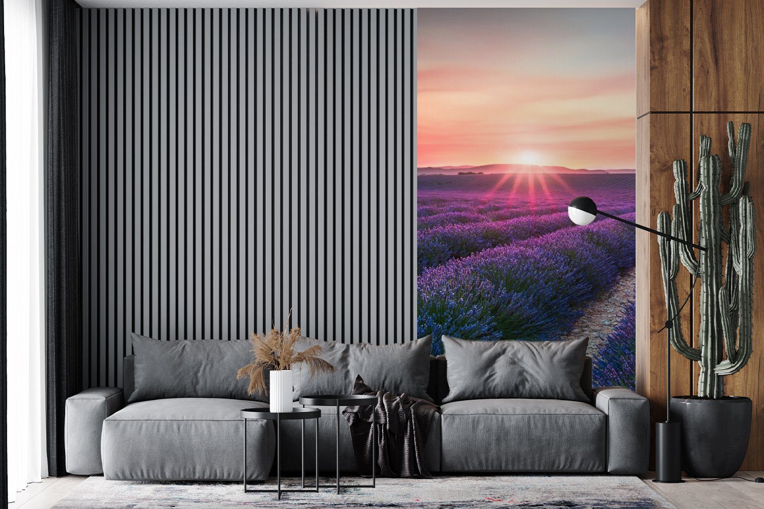 Fototapete Himmel, Wohnzimmer MuchoWow bedruckt, Fototapete St), Lila Matt, (2 - Küche, - Vliestapete Lavendel Schlafzimmer für Blumen -