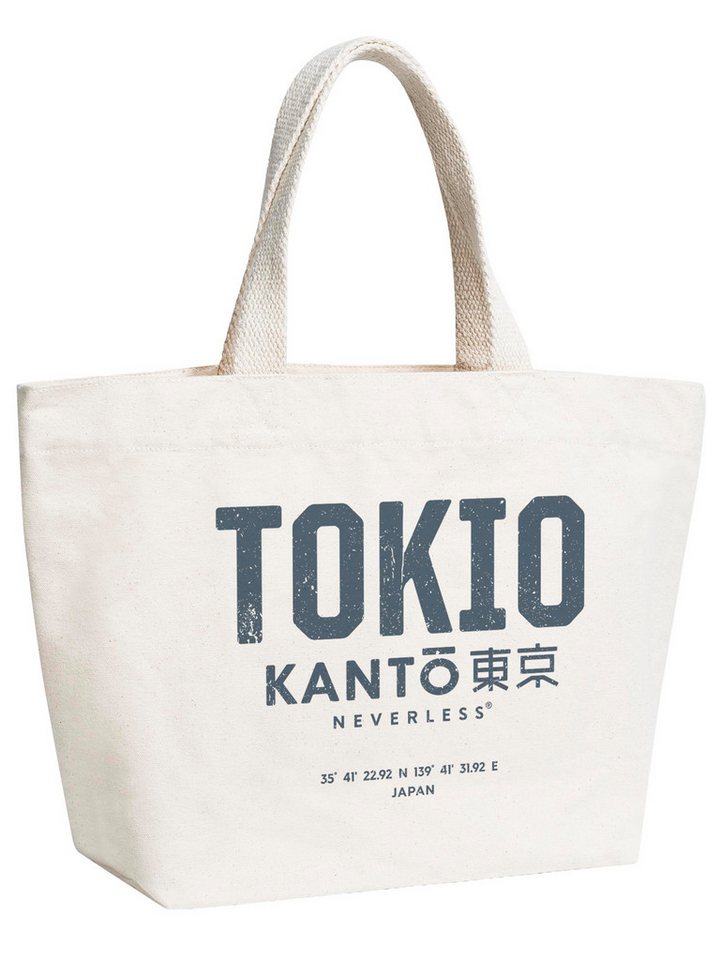 Neverless Strandtasche Strandtasche Shopper - Design Tokio – Canvas Tote Bag Damen Herren