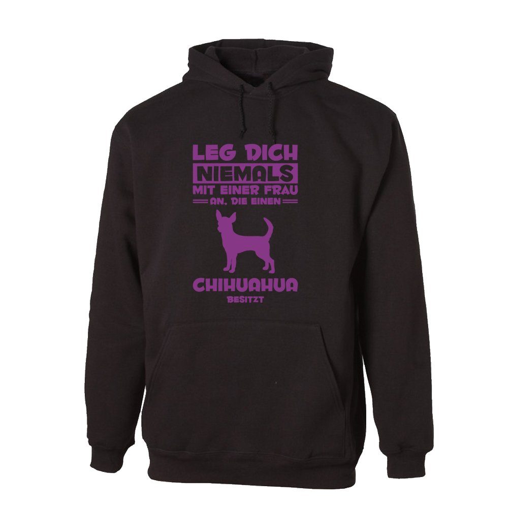 G-graphics Hoodie Leg dich niemals mit einer Frau an, die einen Chihuahua besitzt mit trendigem Frontprint mit Spruch für Hundeliebhaber