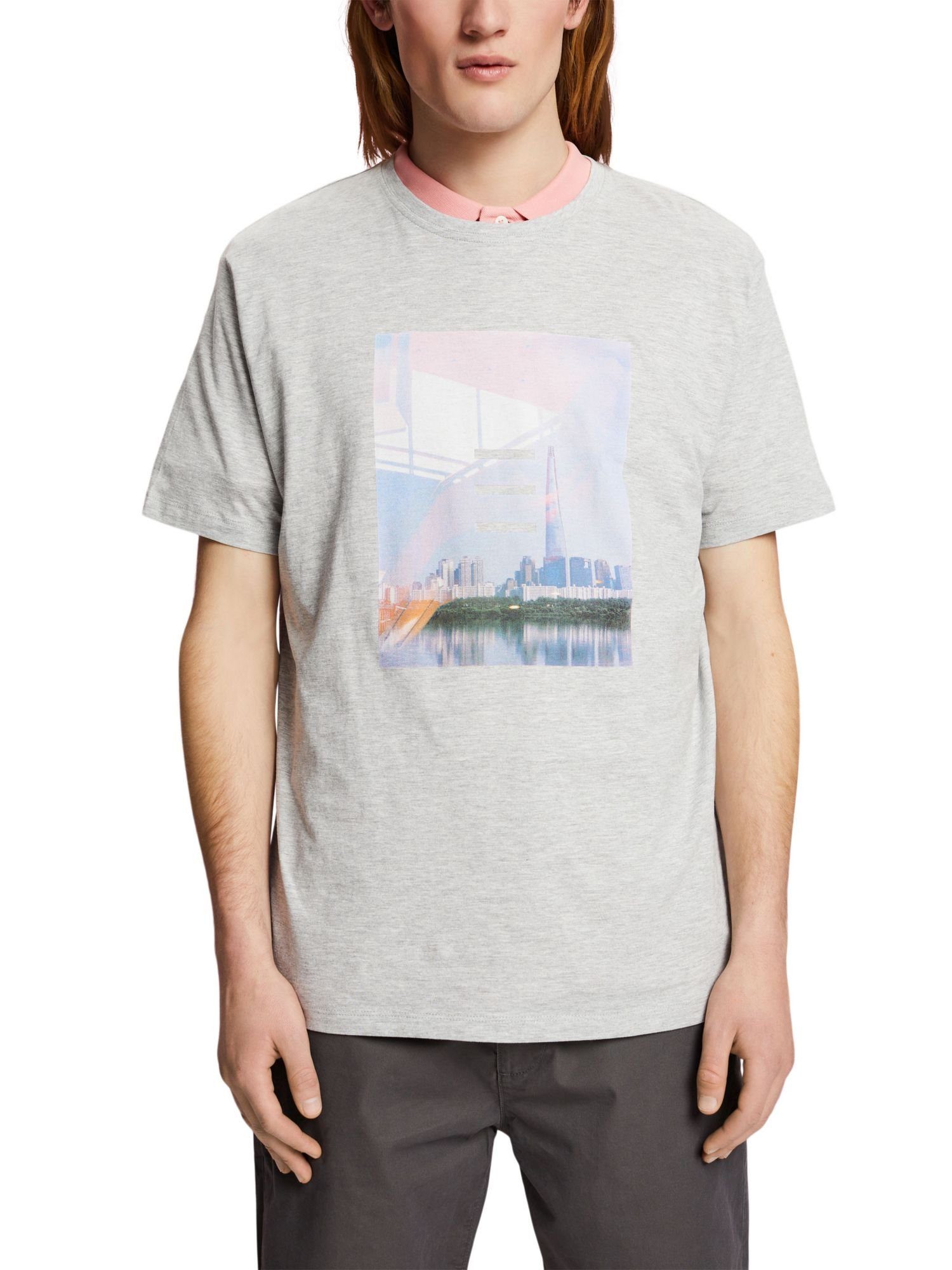mit Print Baumwollmix T-Shirt T-Shirt aus (1-tlg) Esprit