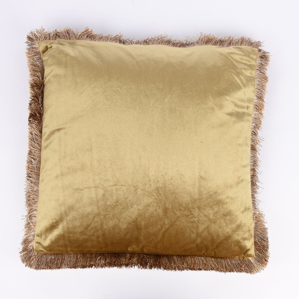 SCHÖNER LEBEN. Декоративные подушки Deko Подушки Samtoptik mit Fransenrand gold beige 45x45cm