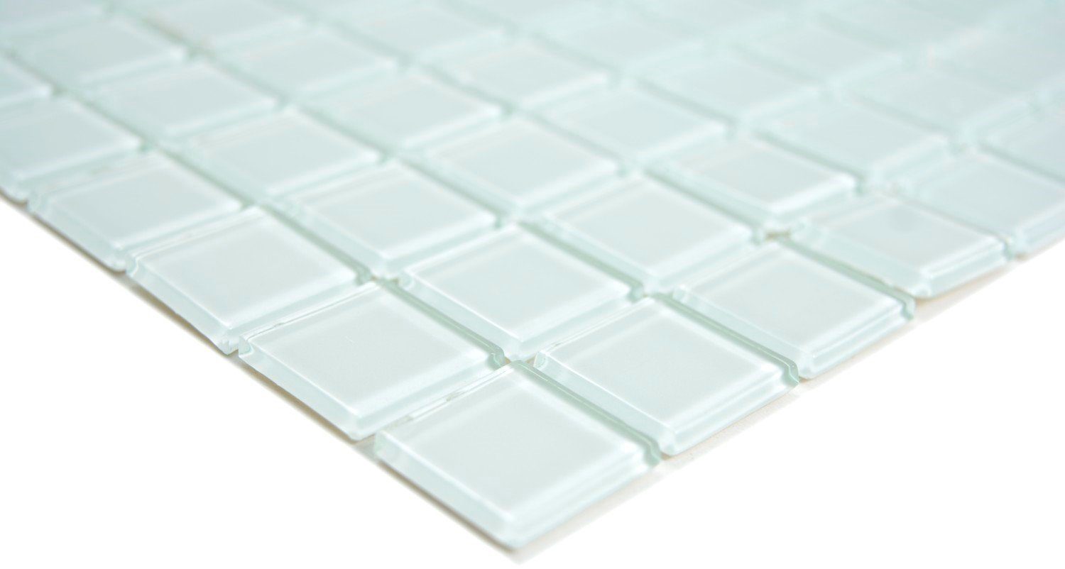 Mosani Mosaikfliesen glänzend 10 / weiß Mosaikfliesen Crystal Glasmosaik Matten