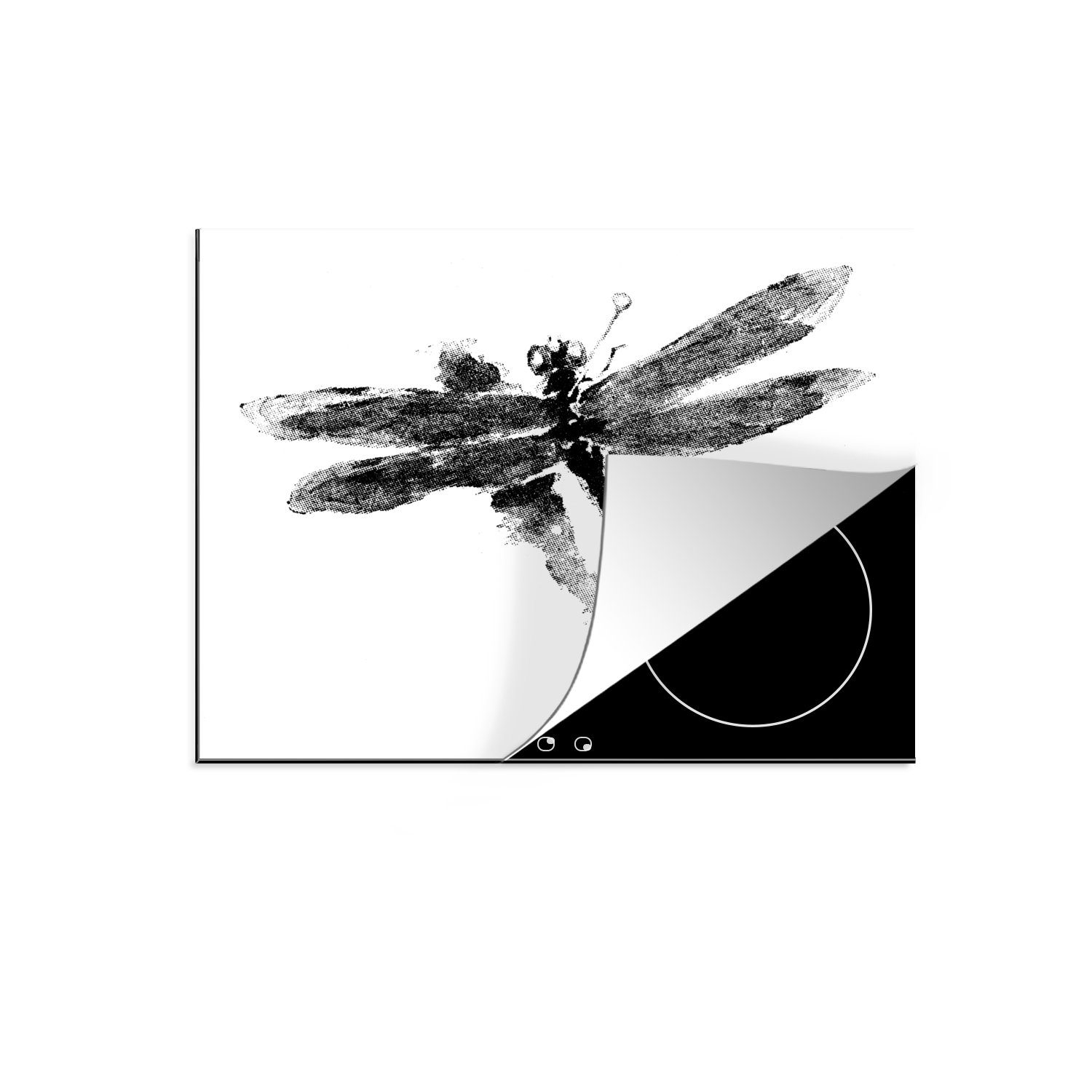 Vinyl, MuchoWow nutzbar, Ceranfeldabdeckung Herdblende-/Abdeckplatte cm, Mobile Libelle, 60x52 Illustration Arbeitsfläche Eine (1 einer tlg), antike