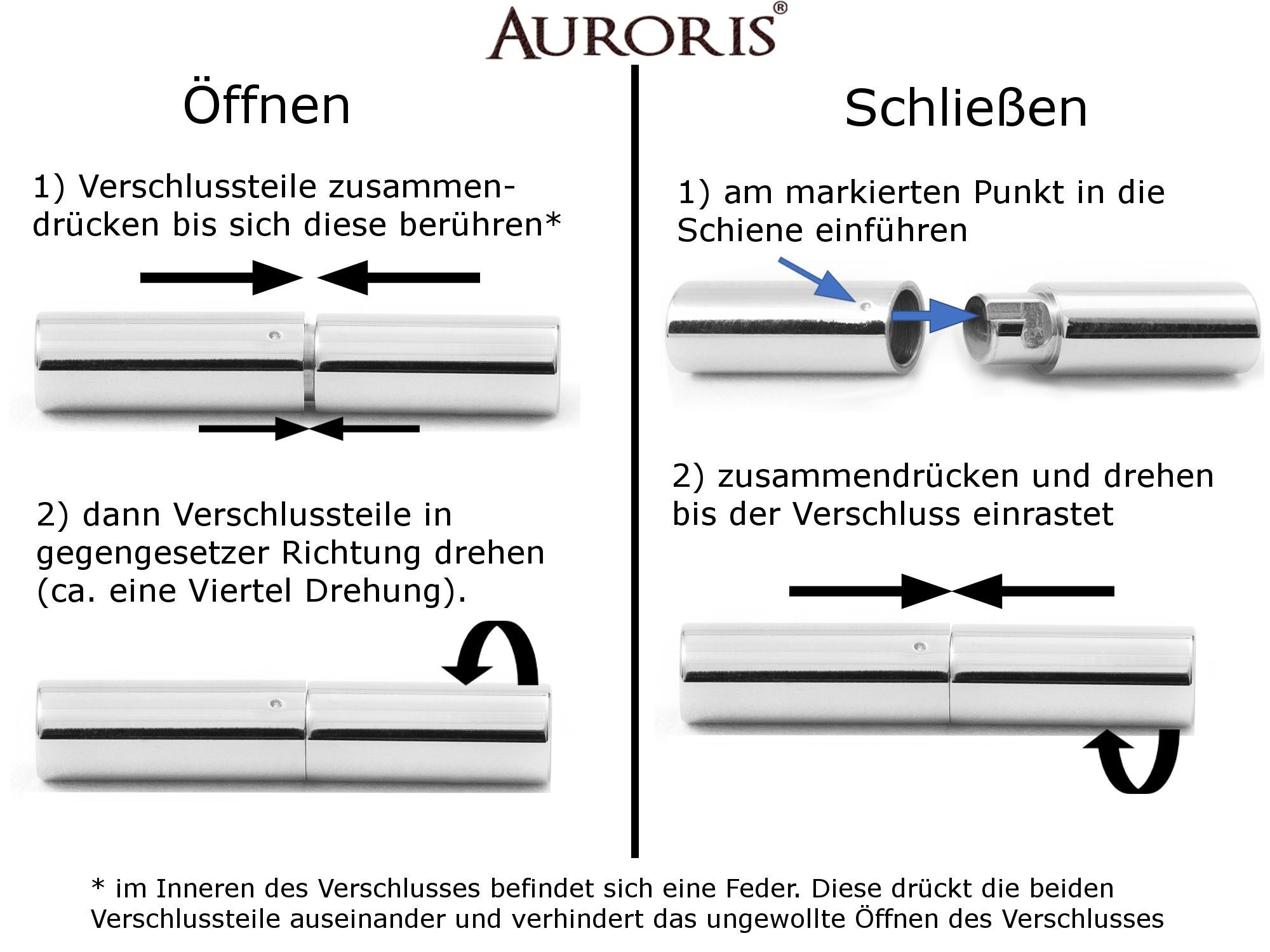 Auroris Lederband 2mm Echtleder Kette mit Edelstahl Tunnel-Drehverschluss, günstig online kaufen