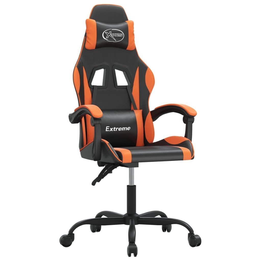 furnicato Gaming-Stuhl Schwarz Orange 57,5x59,5x(121-131) cm mit Kunstleder (1 St), Verstellbarer Spielstuhl mit Liegefunktion und 360-Grad-Drehfunktion