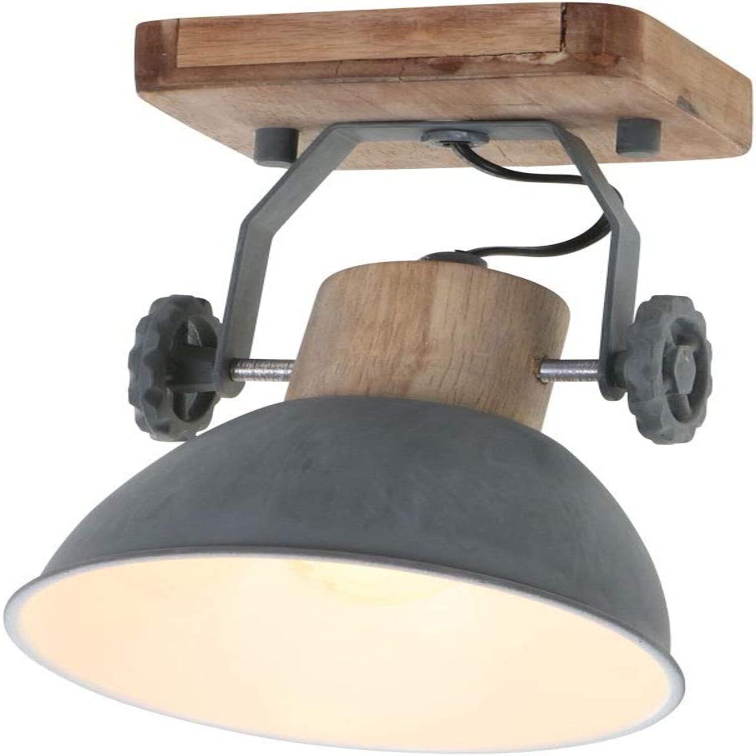 Lichthandel Hoch LED Deckenleuchte moderne Deckenlampe Industrie Vintage Retro Holz Metall incl. 7W LED, LED wechselbar, Warmweiß, Rustikal & Vintage Design