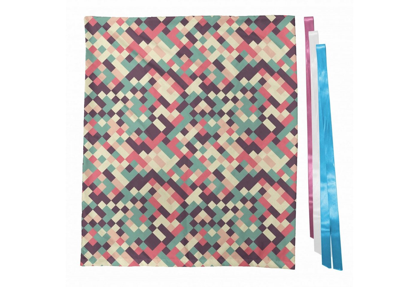 Thumbnail - Abakuhaus Geschenkbox 3x Bändern Wiederbenutzbar, Geometrisch Mosaik-Quadrate-Design