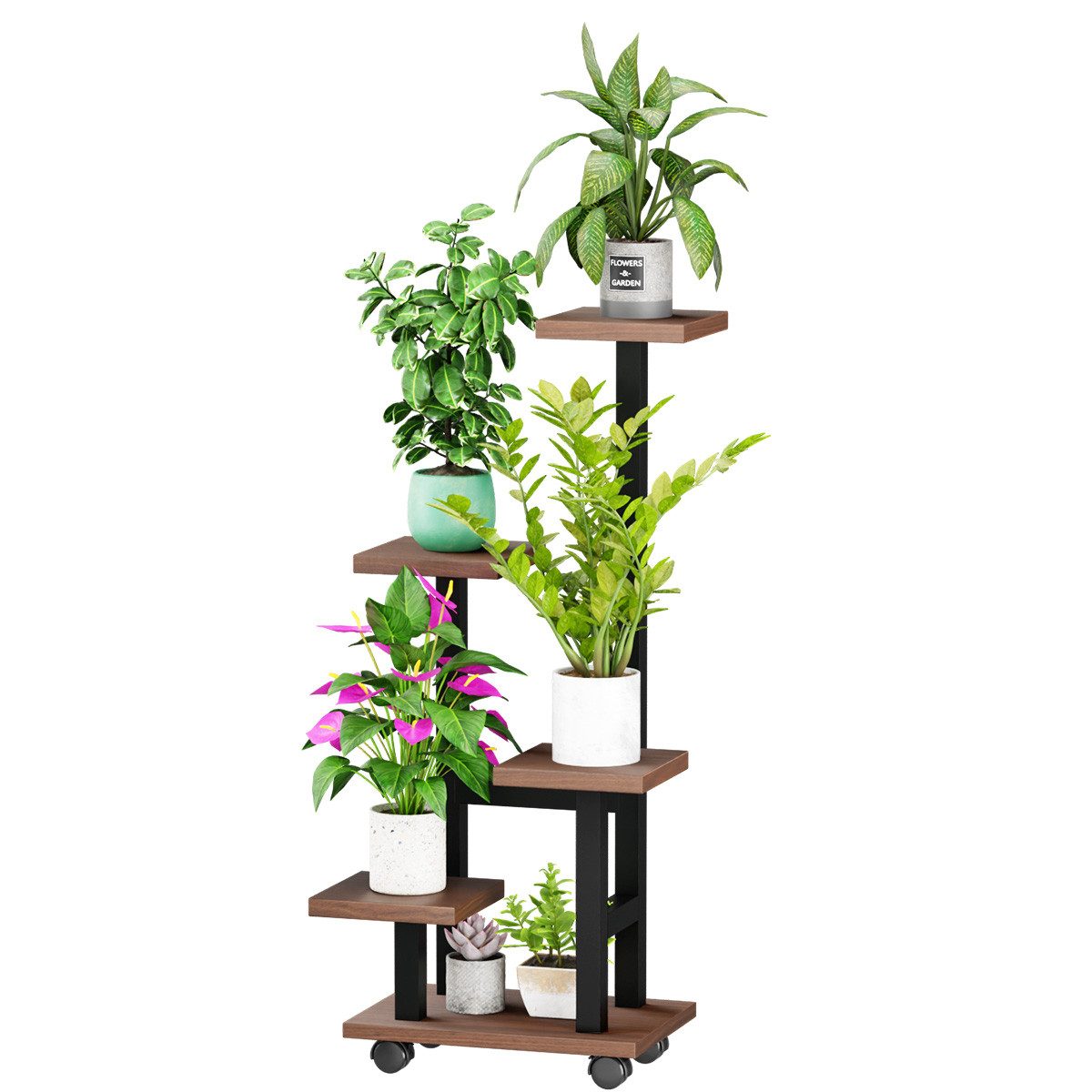 Simloveve Blumenständer Pflanzenständer Metall mit Rädern günstig online kaufen