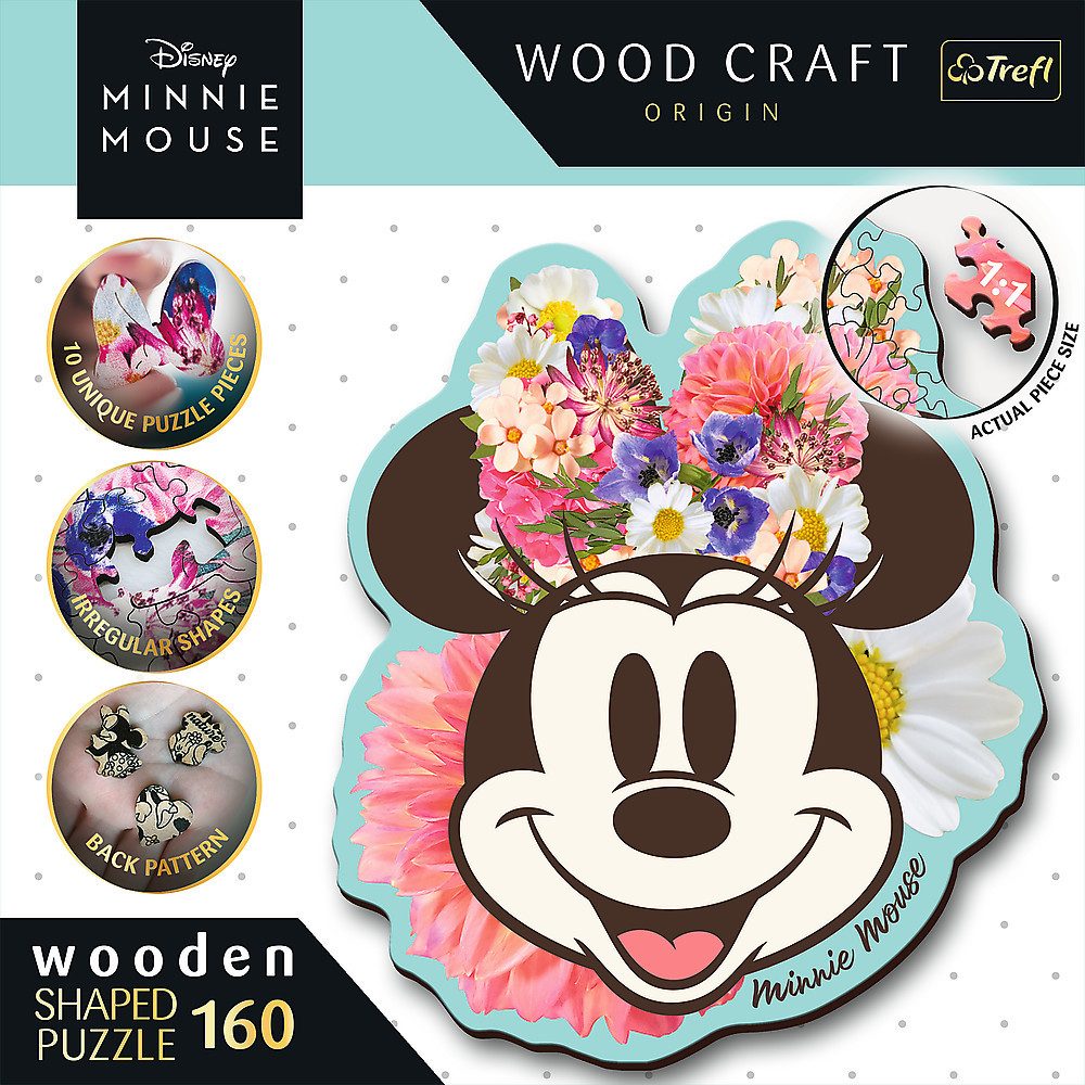 Trefl Puzzle Trefl, Wood Craft, Stylische Minnie Maus, 160 Teile Holzpuzzle, 160 Puzzleteile