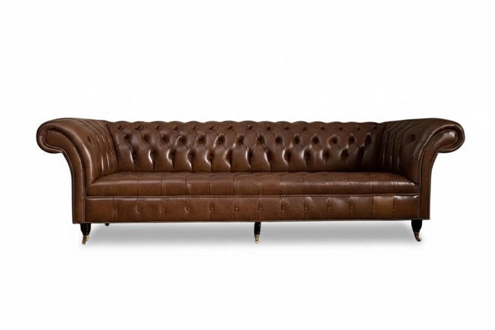 JVmoebel Chesterfield-Sofa Chesterfield Polster Sofas Design Luxus Sofa 4Sitzer 100% Leder Sofort, 1 Teile, Made in Europa
