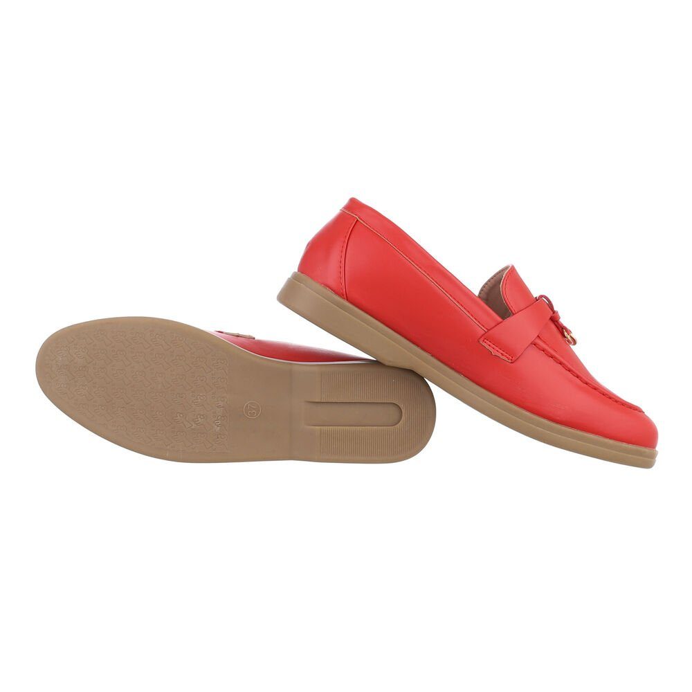 Ital-Design Damen Mokassins Freizeit Slipper Blockabsatz Mokassins in Rot günstig online kaufen