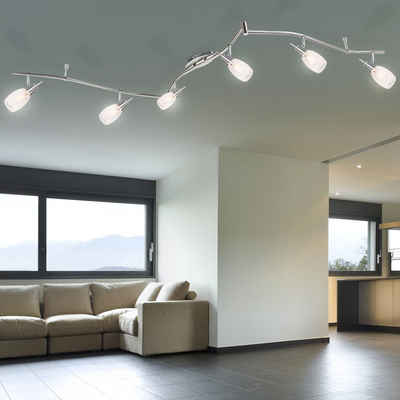 etc-shop LED Deckenleuchte, Decken Lampe Filament Ess Zimmer Glas Spot Leuchte silber Licht-Schiene schwenkbar im Set inkl. LED Leuchtmittel