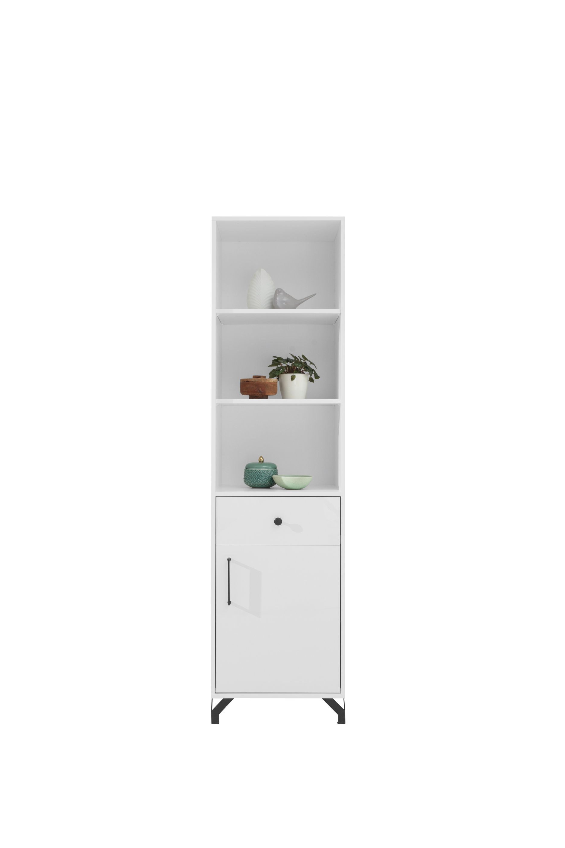 möbel-direkt.de Jugendzimmer-Set Hemma in Weiß Hochglanz, (Komplett Set, 1-tlg., in verschiedenen Varianten oder als Einzelmöbel wählbar), Weiß Hochglanz-Fronten mit ABS-Kanten und schwarzen Metallgriffen