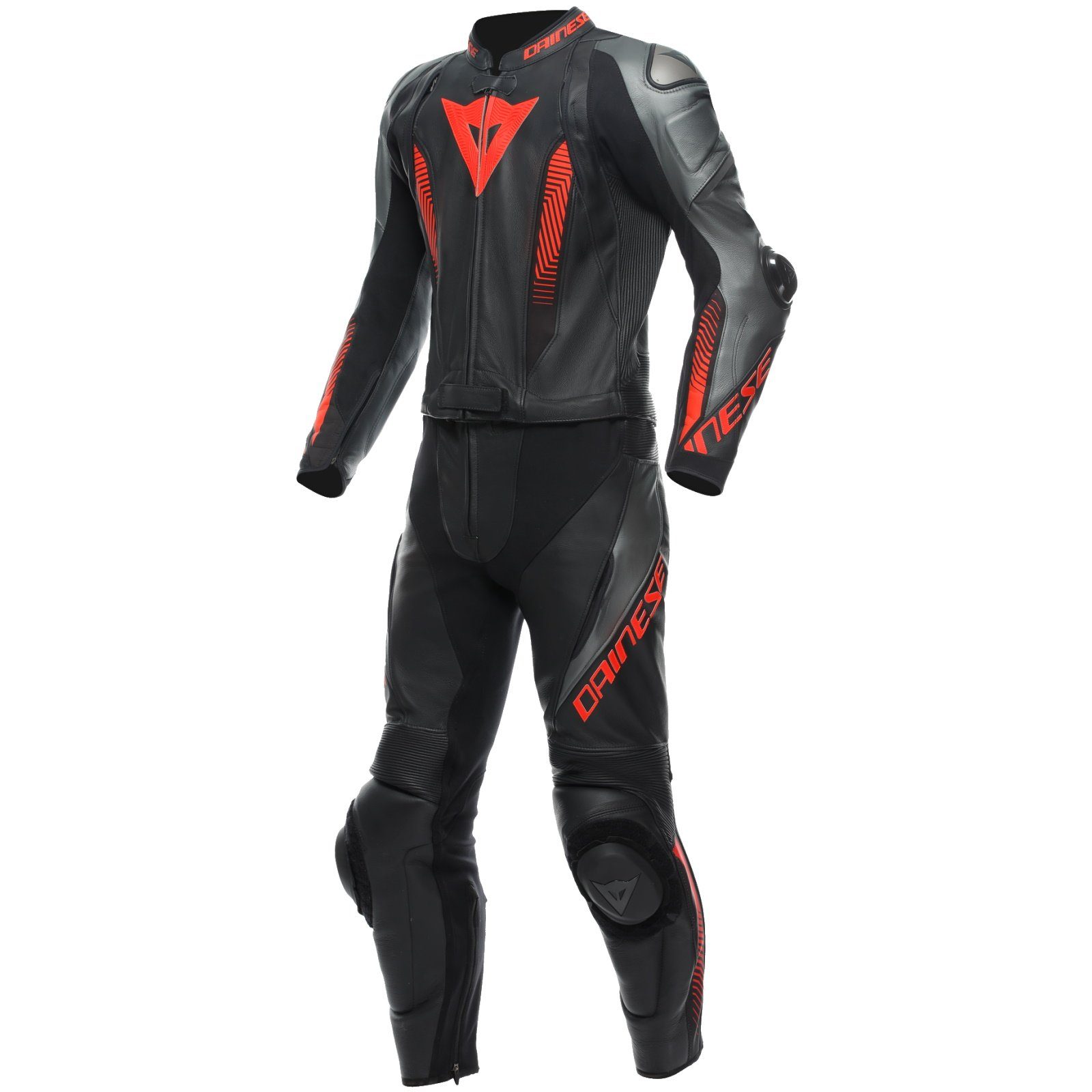 Motorradkombi Dainese Laguna Seca 5 2 tlg. Lederkombi schwarz / anthrazit / fluo-rot