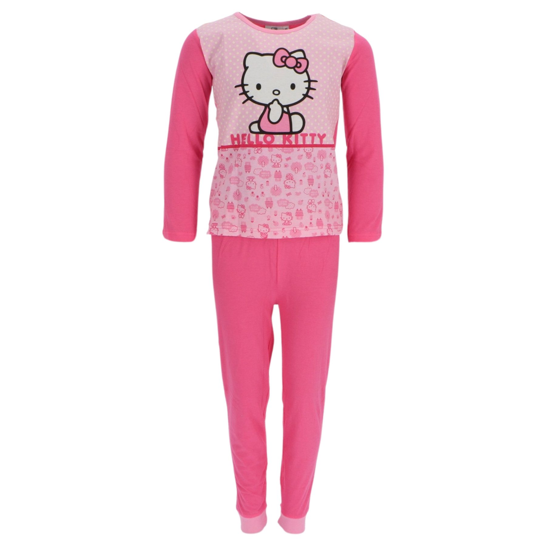 Hello Kitty Pyjama Kinder Schlafanzug Langarm Zweiteiler für Mädchen aus Baumwolle (2 tlg)