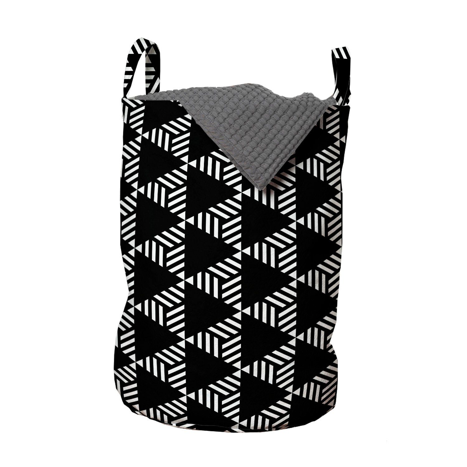Abakuhaus Wäschesäckchen Wäschekorb mit Griffen Kordelzugverschluss für Waschsalons, Geometrisch Triangles von Stripes