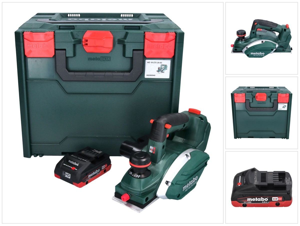 metabo Elektrohobel HO 18 LTX 20-82 Akku Hobel 18 V 82 mm + 1x Akku 4,0 Ah + metaBOX - oh