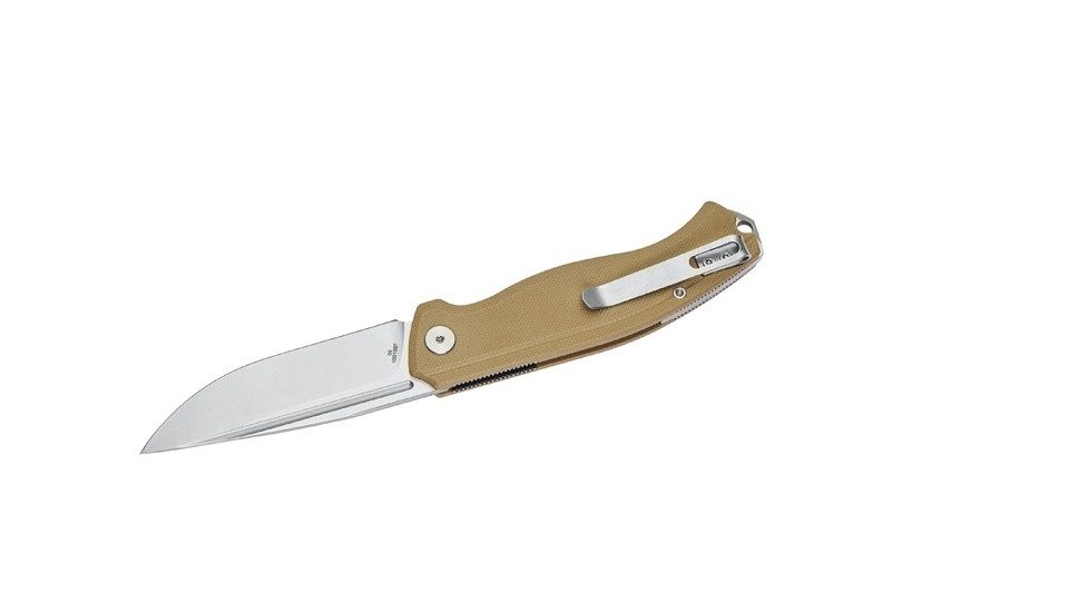 Herbertz Taschenmesser Herbertz Taschenmesser Kompakt Liner Lock, desert G10, D2 Stahl, (1 St), Hosenclip, Fangriemenöse