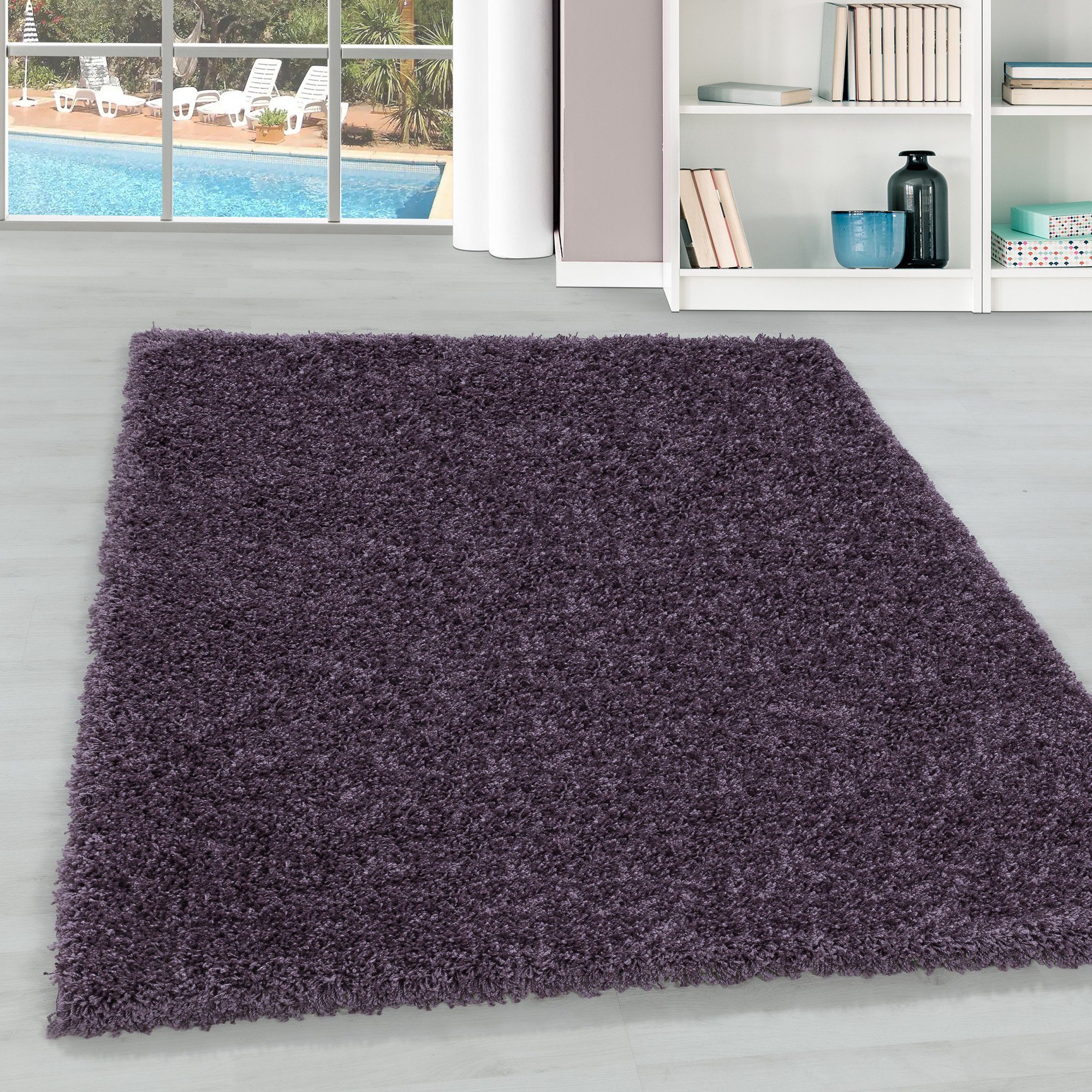 Teppich Unicolor - Einfarbig, Teppium, Rechteckig, Höhe: 30 mm, Teppich Wohnzimmer Violett