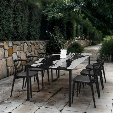 MAGNA Atelier Esstisch SAPPORO mit Marmor Tischplatte für den Außenbereich, Gartentisch, Outdoortisch, nachhaltig, Naturstein, 200x100x75cm