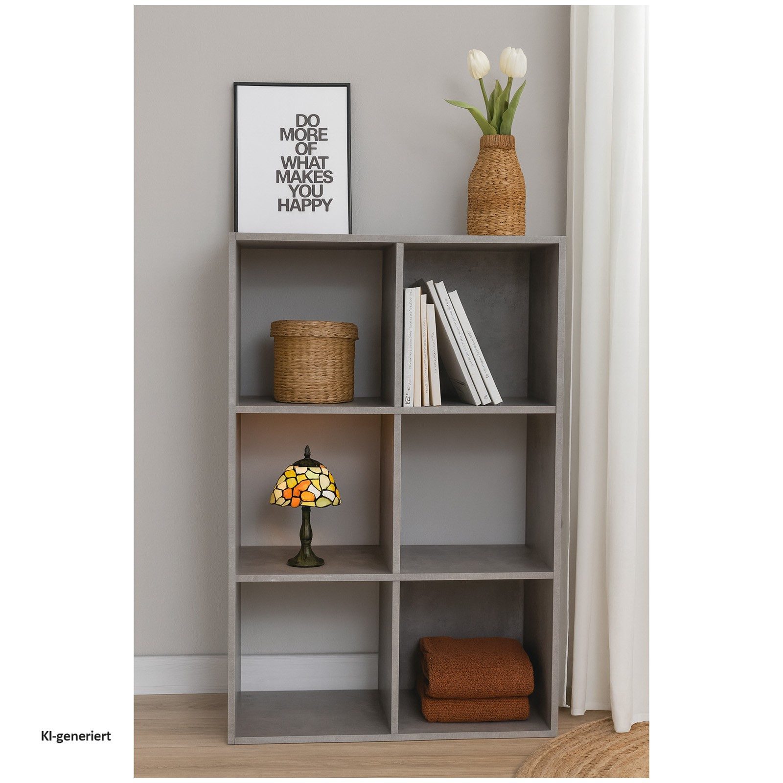 HTI-Living Standregal Standregal Betonoptik 6 Fächer vielseitig als Regal oder Raumteiler, Stück 1-tlg., Standregal 6 Regalfächer
