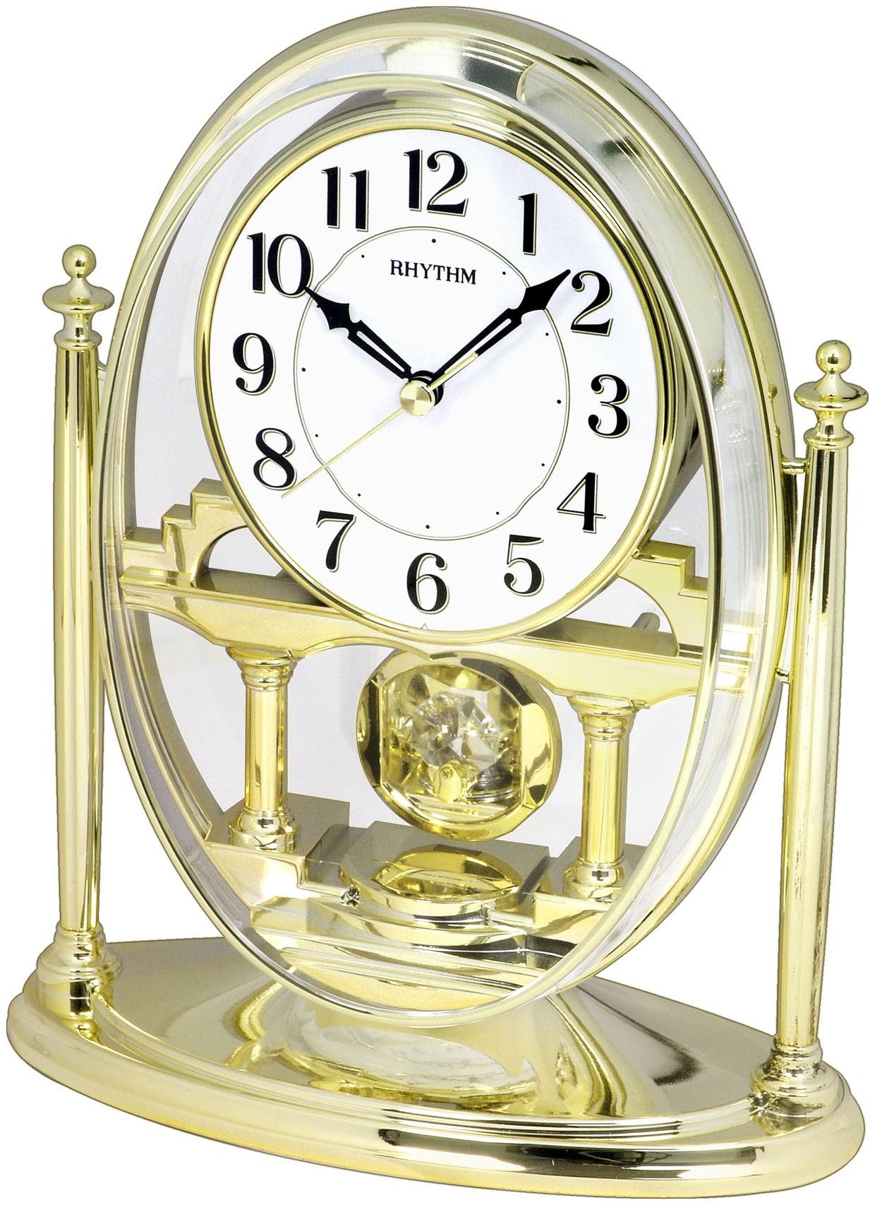 Pendeltischuhr Tischuhr mit Quartz Pendeluhrwerk Rhythm 7609-9