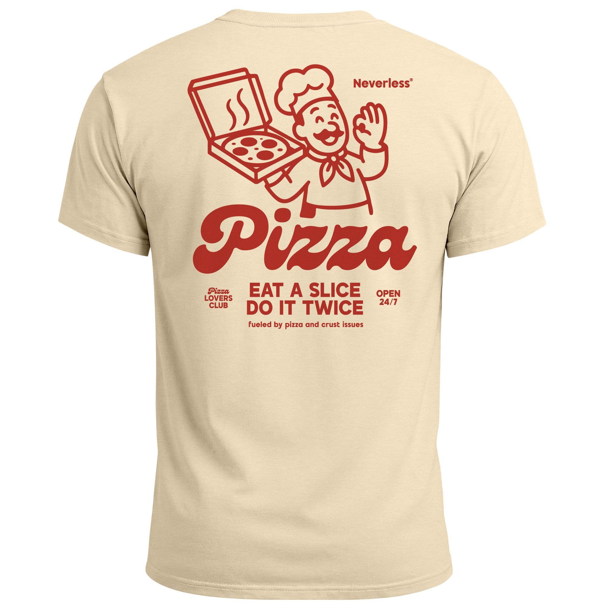 Neverless Print-Shirt Herren T-Shirt Backprint Pizza günstig online kaufen