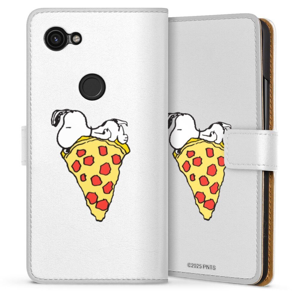 DeinDesign Handyhülle Peanuts Pizza Snoopy Snoopy Pizza, Google Pixel 3a Hülle Handy Flip Case Wallet Cover Handytasche Leder