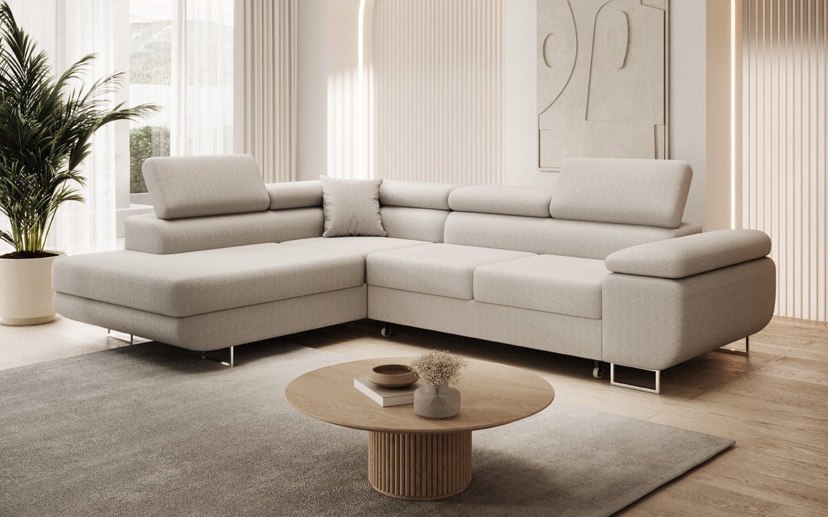 Luxusbetten24 Schlafsofa Designer Sofa Aston in Bouclé, mit Stauraum und Schlaffunktion