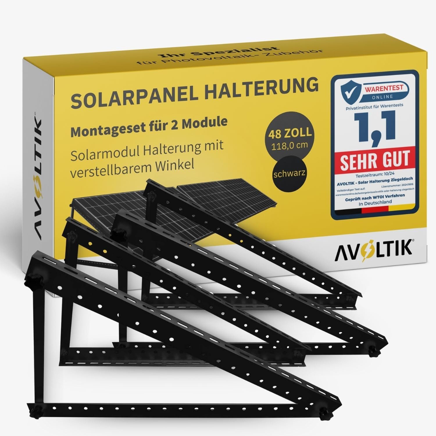 Solarmodul-Halterung 2 Sets Solarmodul Halterung für Flachdach Wand Aufständerung 118cm