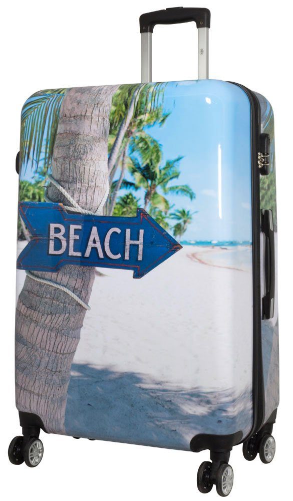 Trendyshop365 Hartschalen-Trolley Beach, bunter Koffer mit Strand-Motiv, 3 günstig online kaufen