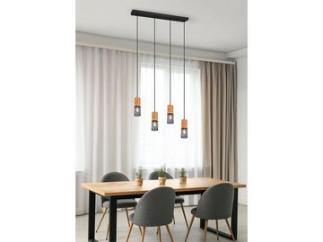 meineWunschleuchte LED Pendelleuchte, LED wechselbar, Warmweiß, Holz-lampen hängend Esstisch-lampe Gitterlampe Industriedesign H 150cm