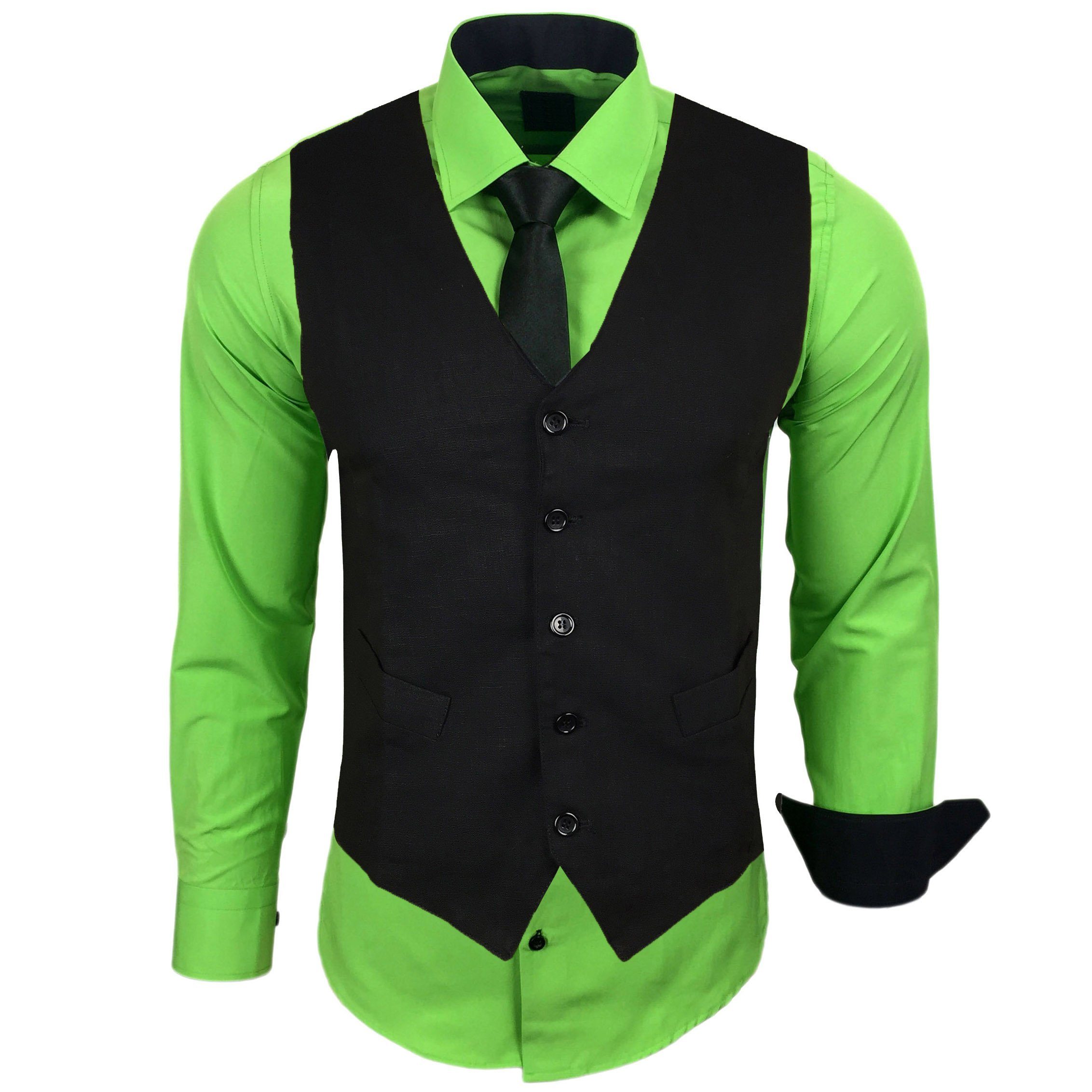 Baxboy Langarmhemd Baxboy Langarmhemd Herren-Hemd Slim-Fit Hemd + Weste + K günstig online kaufen