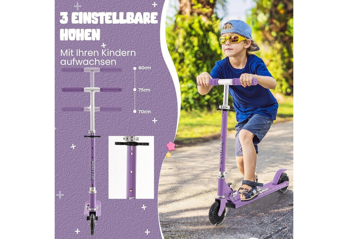 Thumbnail - KOMFOTTEU Scooter Cityroller, LED-Räder, höhenverstellbar & klappbar