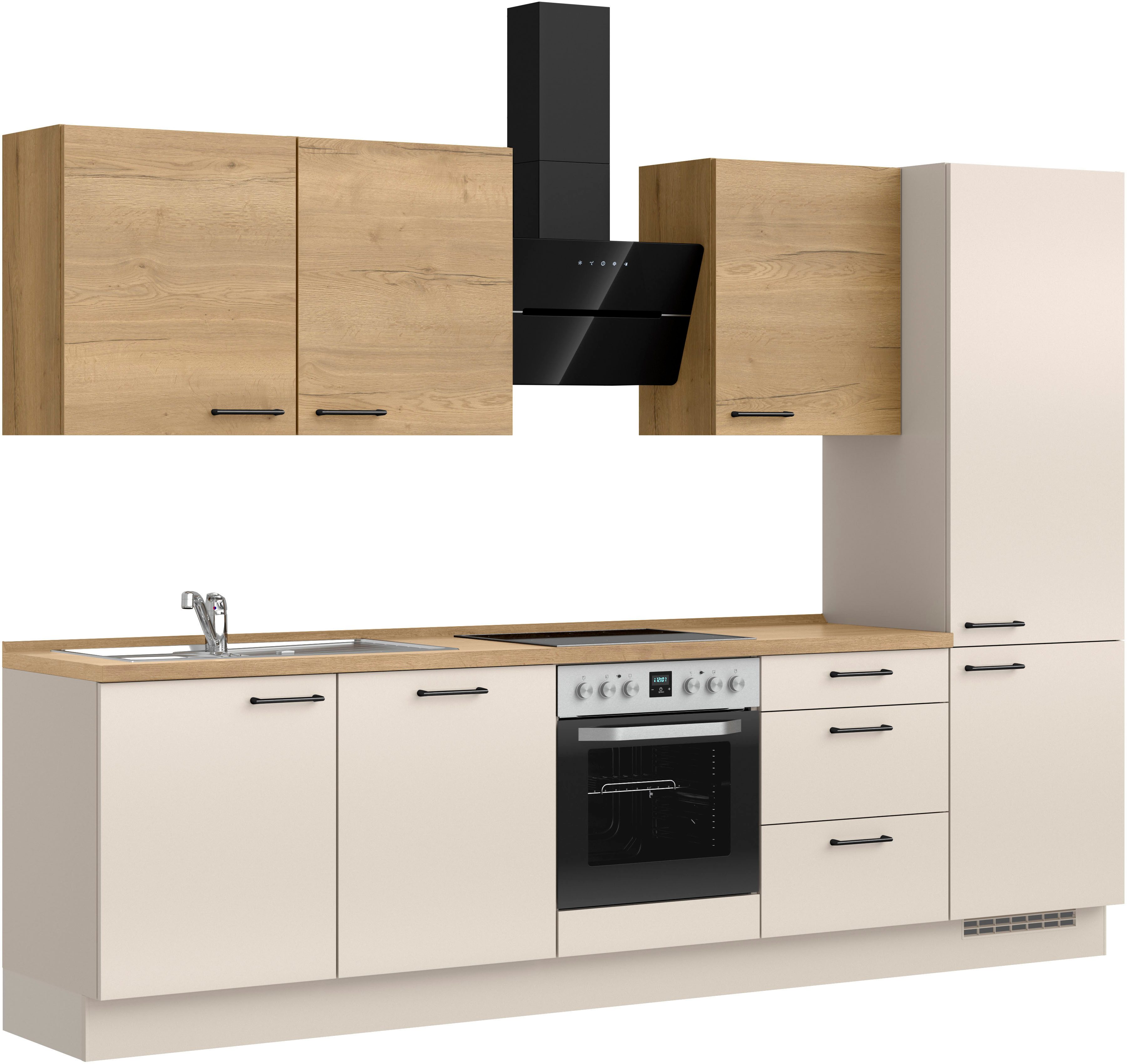 nobilia® Küchenzeile "MIAMI", NEU: individuell anpassbar mit gratis Profi-Beratung, vormontiert, Breite 300 cm, Ausrichtung wählbar, wahlw. mit E-Geräten