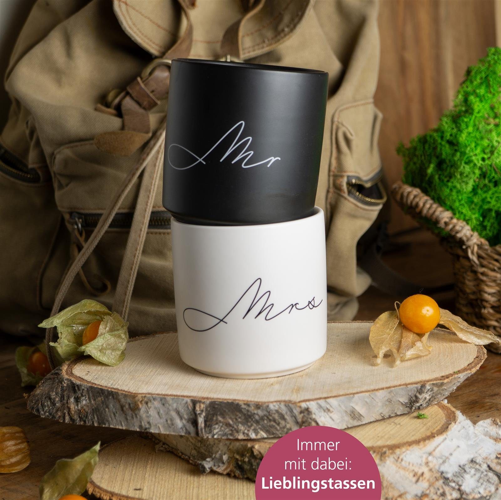 Modern Hochzeitsgeschenk Hochzeitsbecher schwarz WeddingTree Mrs, Becher WeddingTree weiß Mr &