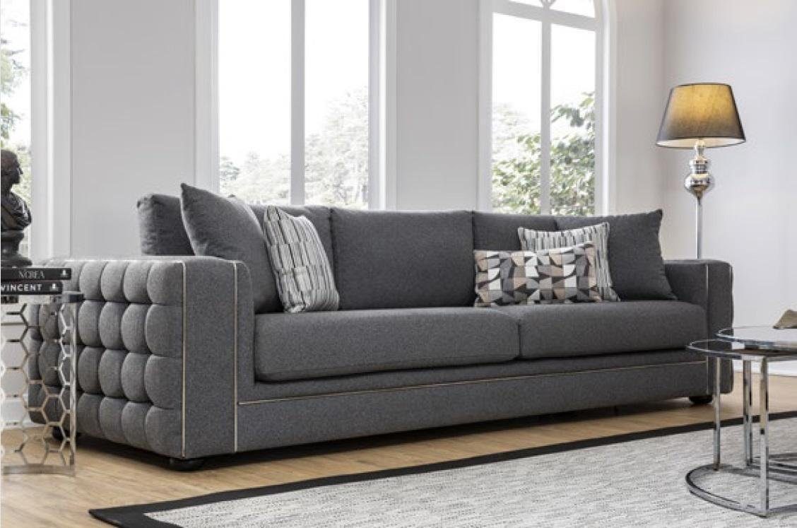 Sitz Couch 2 Luxus grau JVmoebel Sofa Chesterfield Zweisitzer 2-Sitzer Wohnzimmer