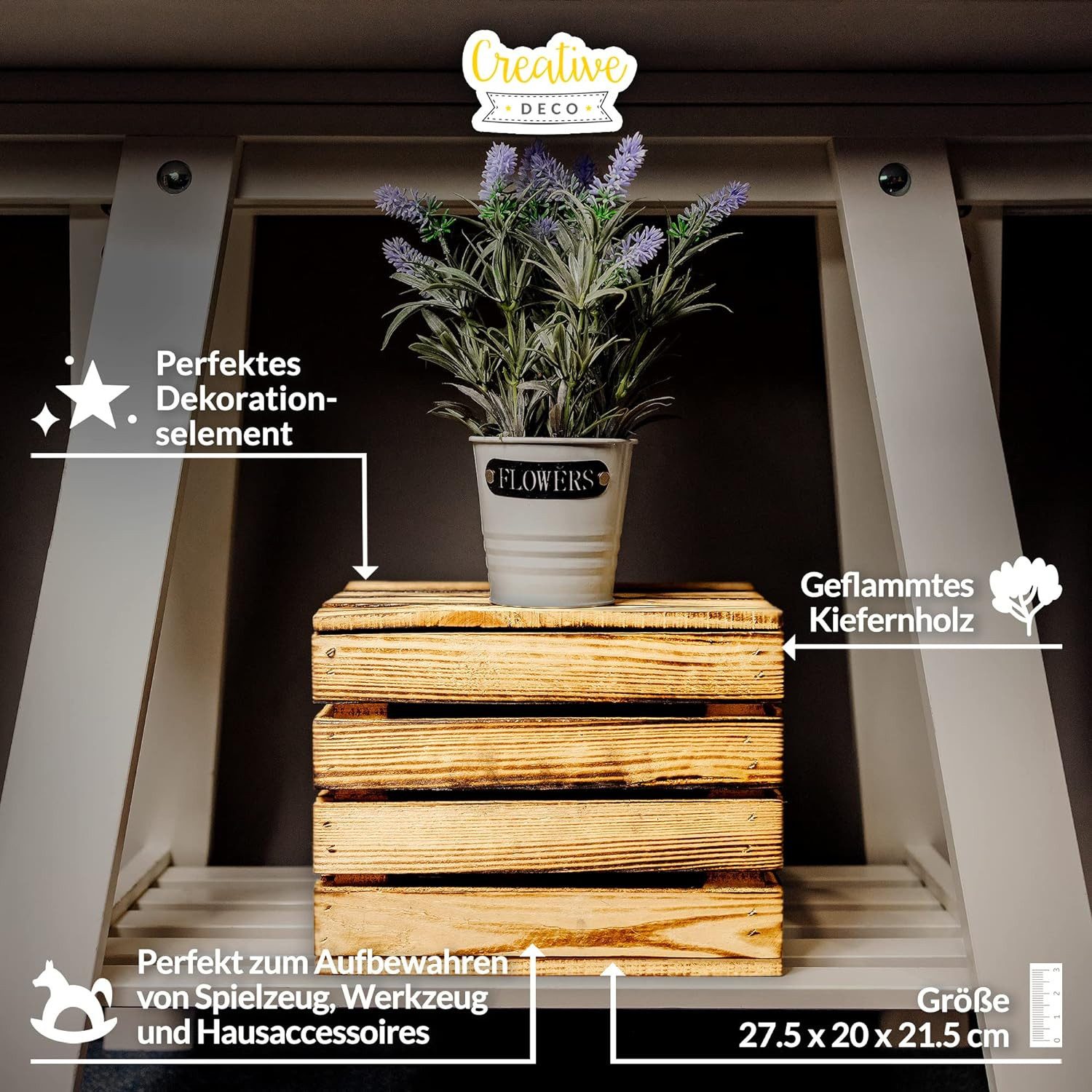 Creative Deco Aufbewahrungsbox Holztruhe Holzkiste mit Deckel Spielzeugkiste Holzbox, mit Scharnieren