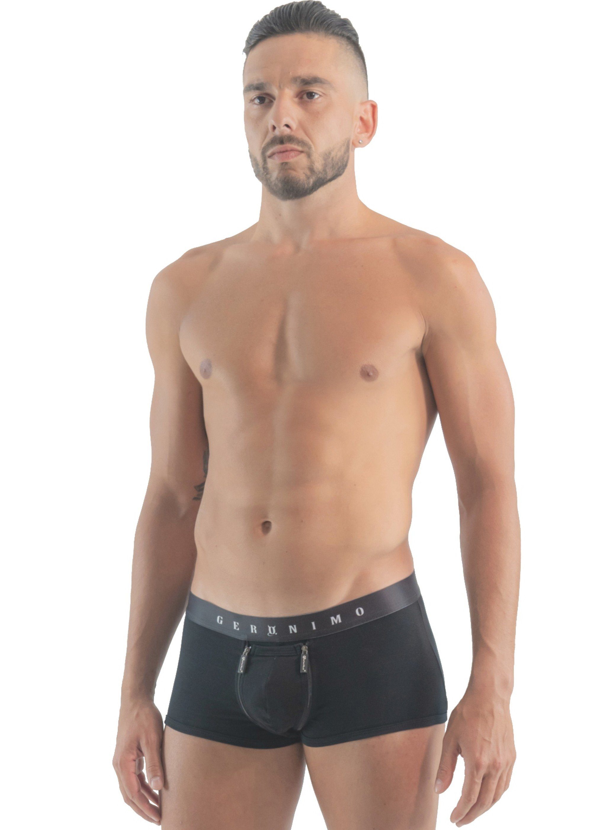Geronimo 1-St) mit Erotic Reißverschluss Boxershorts or Boxer Push Zipp Black (Mini-Boxer, erotisch