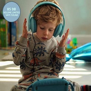 PowerLocus Vielseitige Anschlussmöglichkeiten Kinder-Kopfhörer (Komfortable Design mit weichen Schaumstoff-Ohrpolstern und einem gepolsterten Kopfband ermöglicht stundenlangen Tragekomfort)