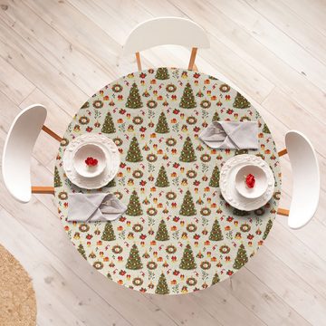 Abakuhaus Tischdecke Rundum-elastische Stofftischdecke, Weihnachten Poinsettia Blumen