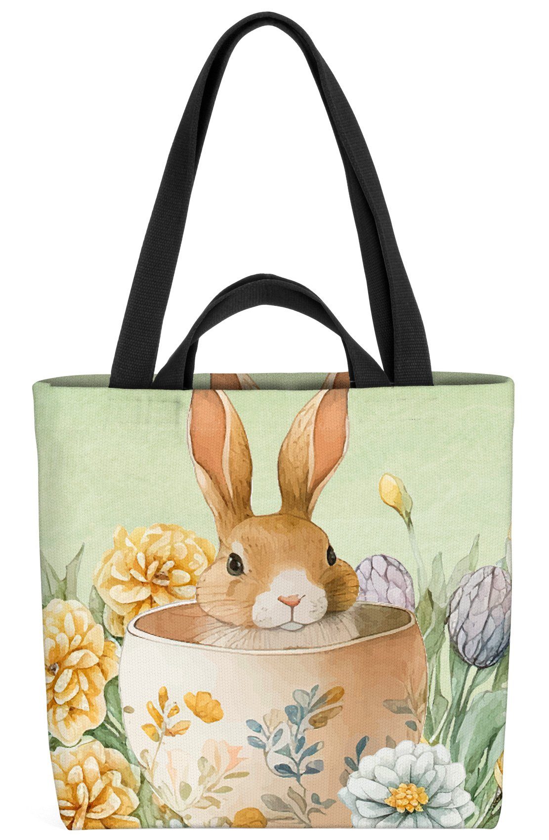 VOID Henkeltasche (1-tlg), Hase Eierschale Osterblumen Tasche Einkaufstasche Ostern Shopper Bag | Henkeltaschen
