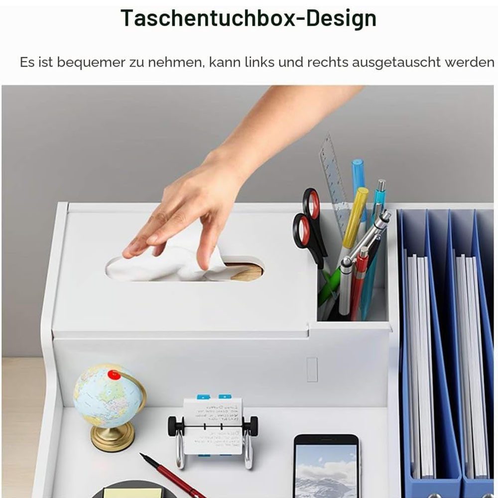 TUWENA Schreibtischaufsatz Schreibtisch-Organizer mit Schublade und Stifthaltern, DIY-Bürobedarf, A4-Papier-Dokumentensortierer für büro Schreibtischutensilien