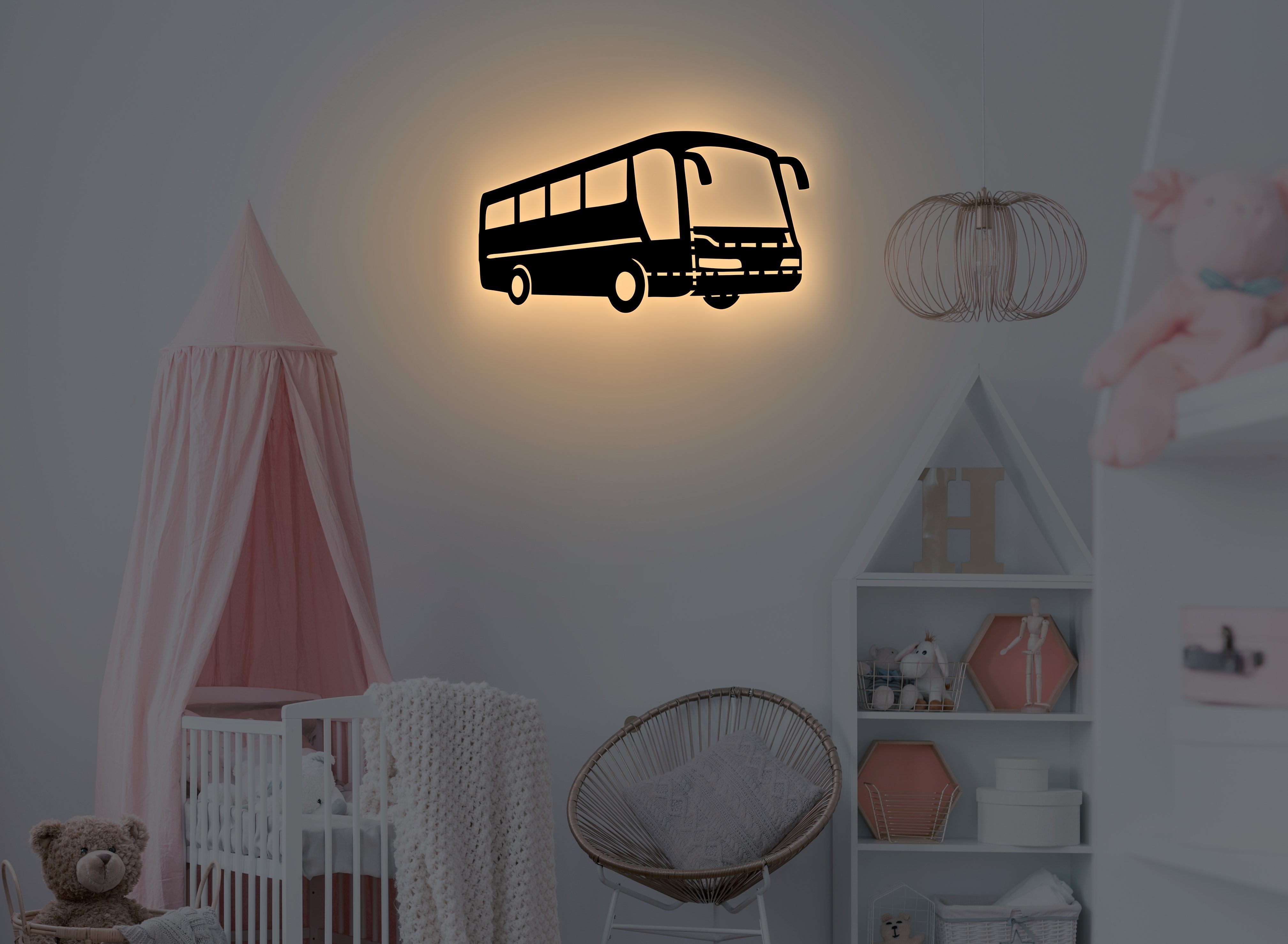 LED integriert Buche FOLIEN fest LED #71, Dekofigur in Deko Schlummerlicht LEON Bus LED Nachtlicht